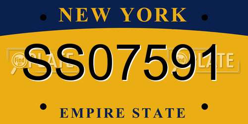 SS07591 New York License Plate