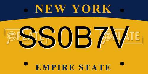 SS0B7V New York License Plate