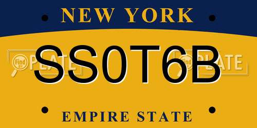 SS0T6B New York License Plate