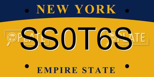 SS0T6S New York License Plate