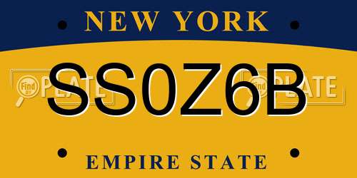 SS0Z6B New York License Plate
