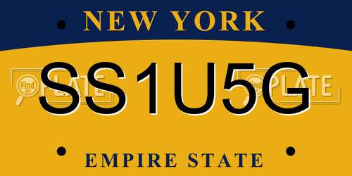 SS1U5G New York License Plate