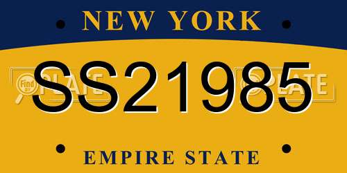 SS21985 New York License Plate