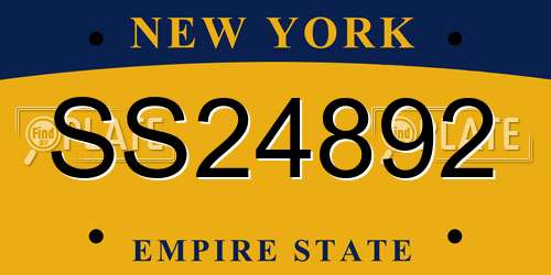 SS24892 New York License Plate