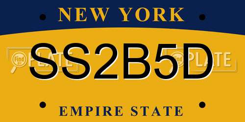 SS2B5D New York License Plate