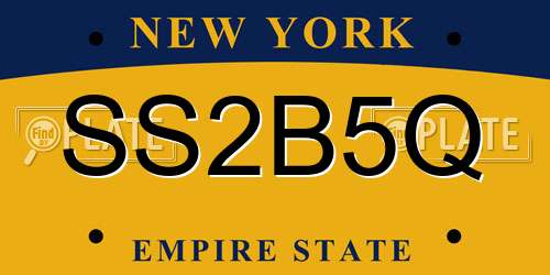 SS2B5Q New York License Plate