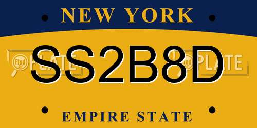 SS2B8D New York License Plate