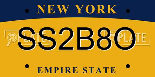 SS2B8O New York License Plate