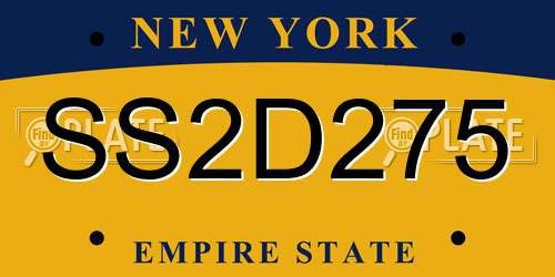 SS2D275 New York License Plate