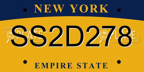 SS2D278 New York License Plate