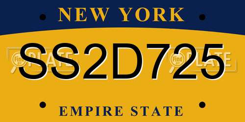 SS2D725 New York License Plate