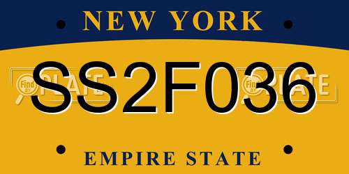 SS2F036 New York License Plate