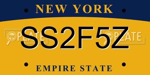 SS2F5Z New York License Plate