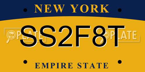 SS2F8T New York License Plate