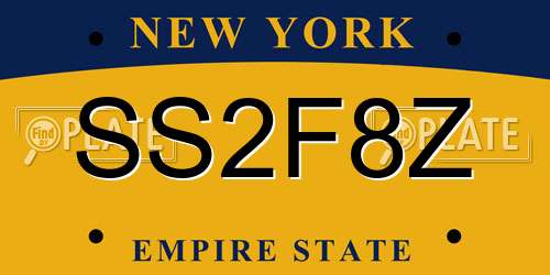 SS2F8Z New York License Plate