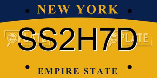SS2H7D New York License Plate