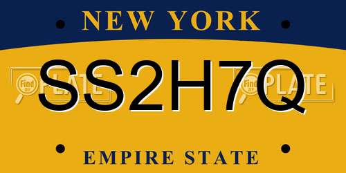 SS2H7Q New York License Plate
