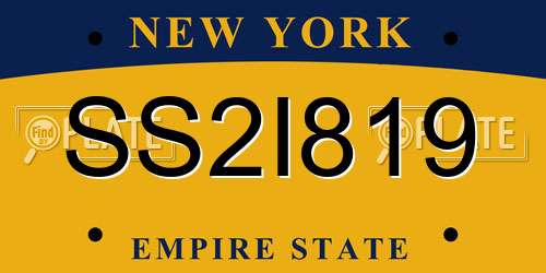 SS2I819 New York License Plate