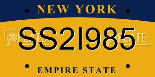 SS2I985 New York License Plate