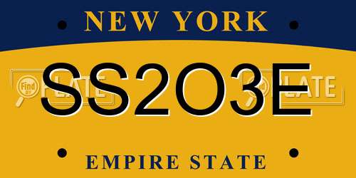 SS2O3E New York License Plate