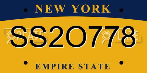 SS2O778 New York License Plate