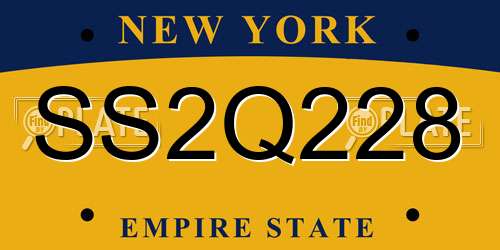 SS2Q228 New York License Plate