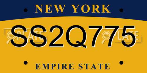 SS2Q775 New York License Plate