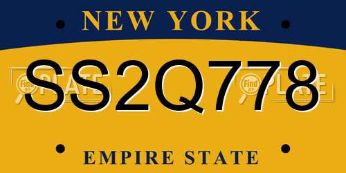 SS2Q778 New York License Plate