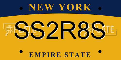 SS2R8S New York License Plate