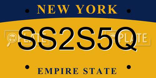 SS2S5Q New York License Plate