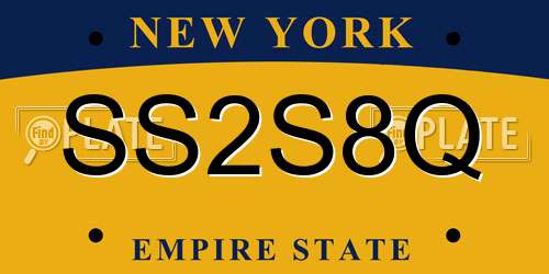 SS2S8Q New York License Plate