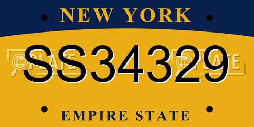 SS34329 New York License Plate