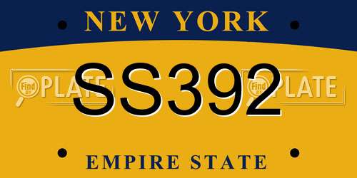 SS392 New York License Plate