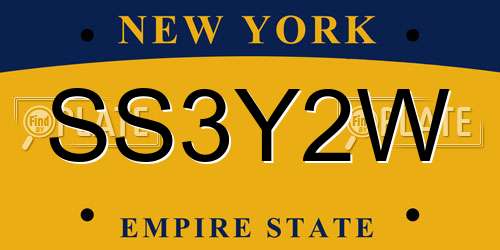 SS3Y2W New York License Plate