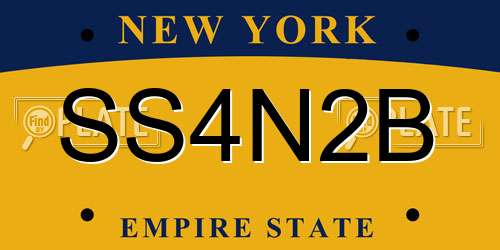 SS4N2B New York License Plate