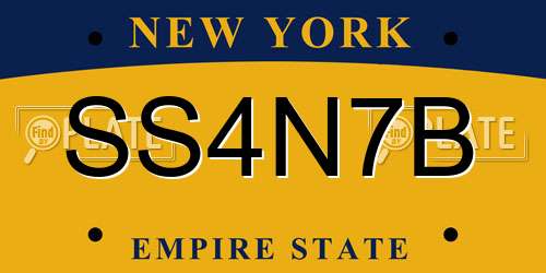 SS4N7B New York License Plate