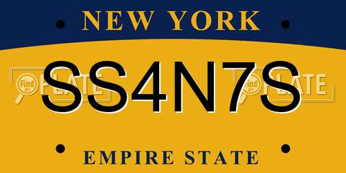 SS4N7S New York License Plate