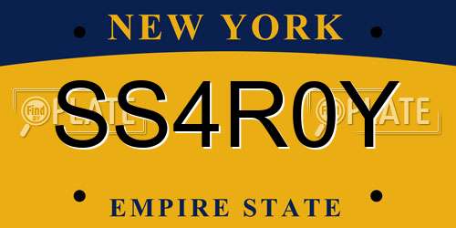 SS4R0Y New York License Plate