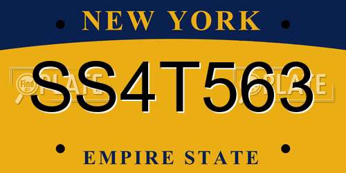 SS4T563 New York License Plate