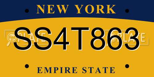 SS4T863 New York License Plate
