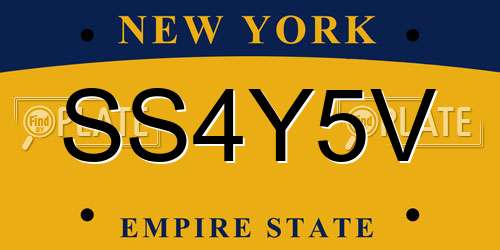 SS4Y5V New York License Plate