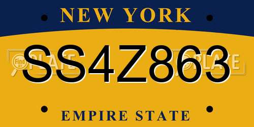 SS4Z863 New York License Plate
