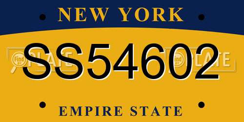 SS54602 New York License Plate