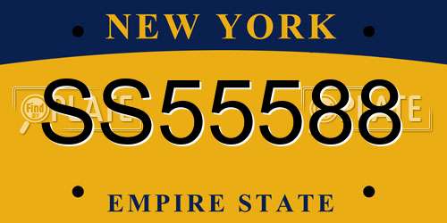 SS55588 New York License Plate
