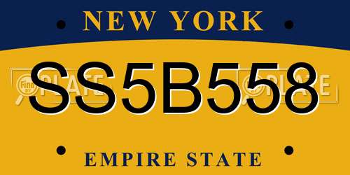 SS5B558 New York License Plate
