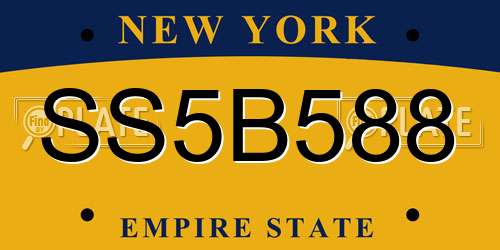 SS5B588 New York License Plate