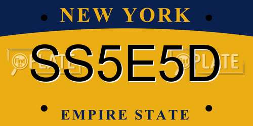 SS5E5D New York License Plate