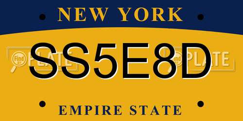 SS5E8D New York License Plate