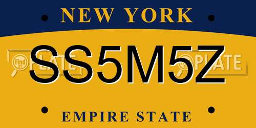 SS5M5Z New York License Plate
