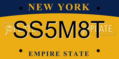 SS5M8T New York License Plate